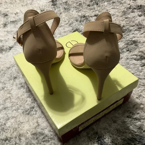 Glaze Nude Heels Ankle Strap Stiletto Open‎ Toe Party Shoes - Picture 3 of 6